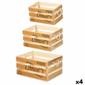 Set dekorativer Karten Fragile 3 Stücke Braun Holz (4 Stück)