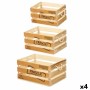 Set of decorative boxes Fragile 3 Pieces Brown Wood (4 Units)