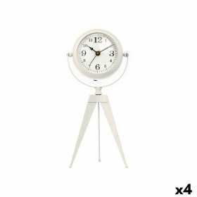 Table clock Tripod White Metal 12 x 30 x 12 cm (4 Units)