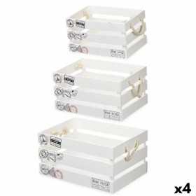 Set of decorative boxes Travel 3 Pieces White Wood (4 Units)