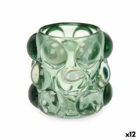 Kerzenschale Mikrosphären grün Kristall 8,4 x 9 x 8,4 cm (12 Stück)