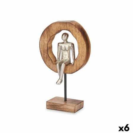 Decorative Figure Sitting Silver Metal 15,5 x 27 x 8 cm (6 Units)