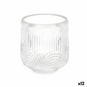 Ljusstakar Ränder Transparent Glas 9 x 9,5 x 9 cm (12 antal)