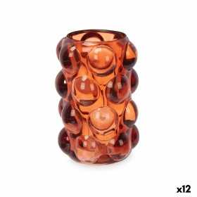 Bougeoir Microsphères Orange Verre 8,4 x 12,5 x 8,4 cm (12 Unités)