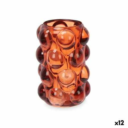 Ljusstakar Mikro-pärlor Orange Glas 8,4 x 12,5 x 8,4 cm (12 antal)