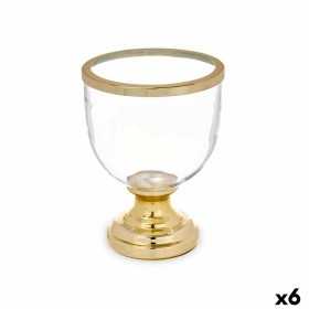 Kerzenschale Glas Gold Stahl 17,3 x 23,5 x 17,3 cm (6 Stück)