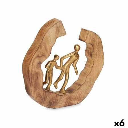 Decorative Figure Family Golden Metal 24,5 x 24,5 x 5 cm (6 Units)