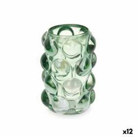 Bougeoir Microsphères Vert Verre 8,4 x 12,5 x 8,4 cm (12 Unités)