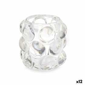 Bougeoir Microsphères Transparent Verre 8,4 x 9 x 8,4 cm (12 Unités)
