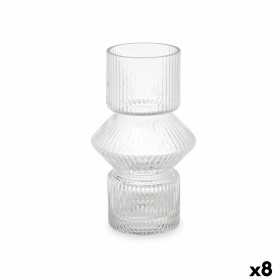 Vase Streifen Durchsichtig Kristall 9,5 x 16,5 x 9,5 cm (8 Stück)