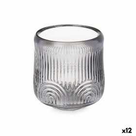 Kerzenschale Streifen Grau Kristall 9 x 9,5 x 9 cm (12 Stück)
