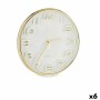 Wanduhr karriert rund Gold Glas Kunststoff 33 x 33 x 5,5 cm (6 Stück)