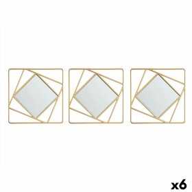 Ensemble de miroirs Carré Abstrait Doré polypropylène 78 x 26 x 2,5 cm (6 Unités)