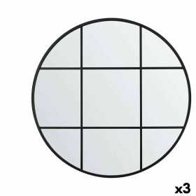 Väggspegel Fönster Svart polystyren 80 x 80 x 3 cm (3 antal)