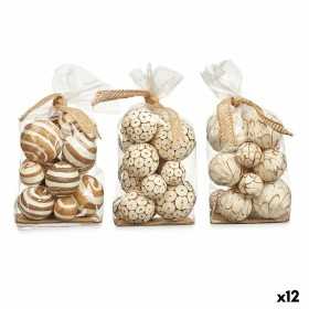 Set of Decorative Balls White Brown (12 Units)