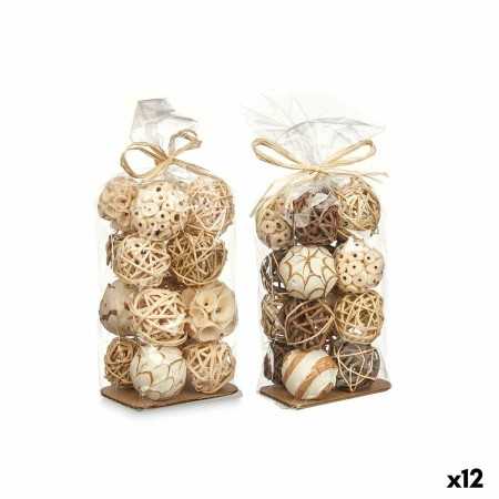 Set of Decorative Balls Vit Brun (12 antal)