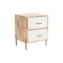 Table de Nuit Home ESPRIT Blanc Marron Doré Fer Bois de manguier 40 x 36 x 50 cm