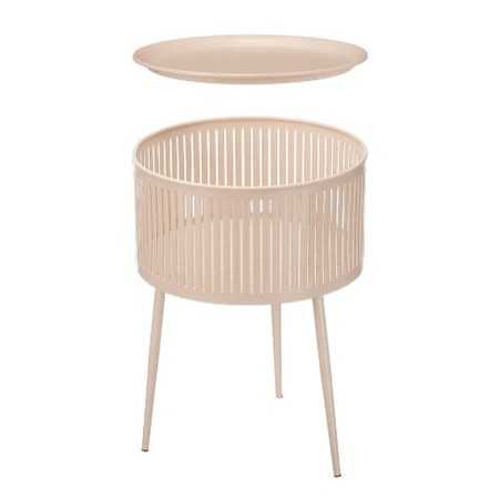 Side table Stripes Beige Golden Metal 40 x 57 x 40 cm