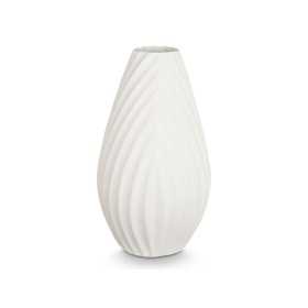 Vase Streifen Weiß aus Keramik 26 x 49 x 26 cm