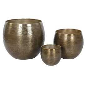 Set of pots Home ESPRIT Golden Aluminium 47 x 47 x 40,5 cm