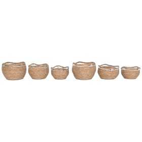 Set of Baskets Home ESPRIT White Grey Natural Seagrass Boho 37 x 37 x 26 cm (2 Units)