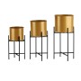 Set of Planters Black Golden With support 3 Pieces Metal