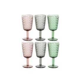 Set of cups Home ESPRIT Black Red Green Crystal 285 ml (6 Units)