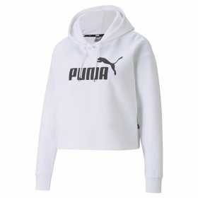 Damen Sweater mit Kapuze Puma Essentials Logo Weiß