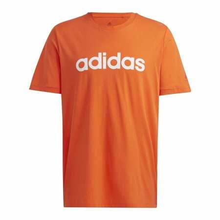 Men’s Short Sleeve T-Shirt Adidas Essentials Embroidered Linear Orange