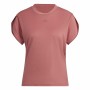 T-shirt med kortärm Dam Adidas trainning Floral Mörkrosa