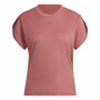 Women’s Short Sleeve T-Shirt Adidas trainning Floral Dark pink