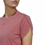 Damen Kurzarm-T-Shirt Adidas trainning Floral Dunkelrosa