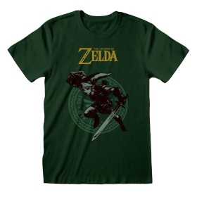 T-shirt med kortärm The Legend of Zelda Link Pose Grön Unisex