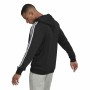 Herren Sweater mit Kapuze Adidas Essentials 3 bandas Schwarz