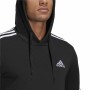 Herren Sweater mit Kapuze Adidas Essentials 3 bandas Schwarz