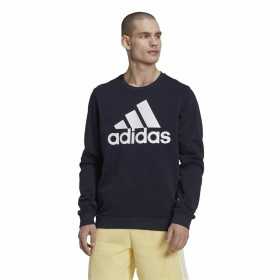 Men’s Sweatshirt without Hood Adidas Essentials Big Logo Navy Blue Dark blue