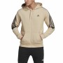 Herren Sweater mit Kapuze und Reißverschluss Adidas Future Icons 3 Bandas Beige