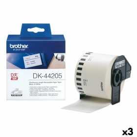 Drucker-Etiketten Brother DK-44205 62 mm x 30,48 m Schwarz/Weiß (3 Stück)