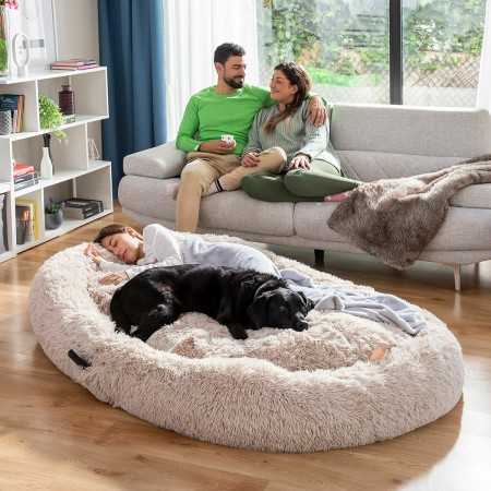 Lit d’Animaux de Compagnie Anti-stress pour Humains Cloft InnovaGoods XXL Beige