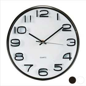 Wall Clock Black White Plastic Glass